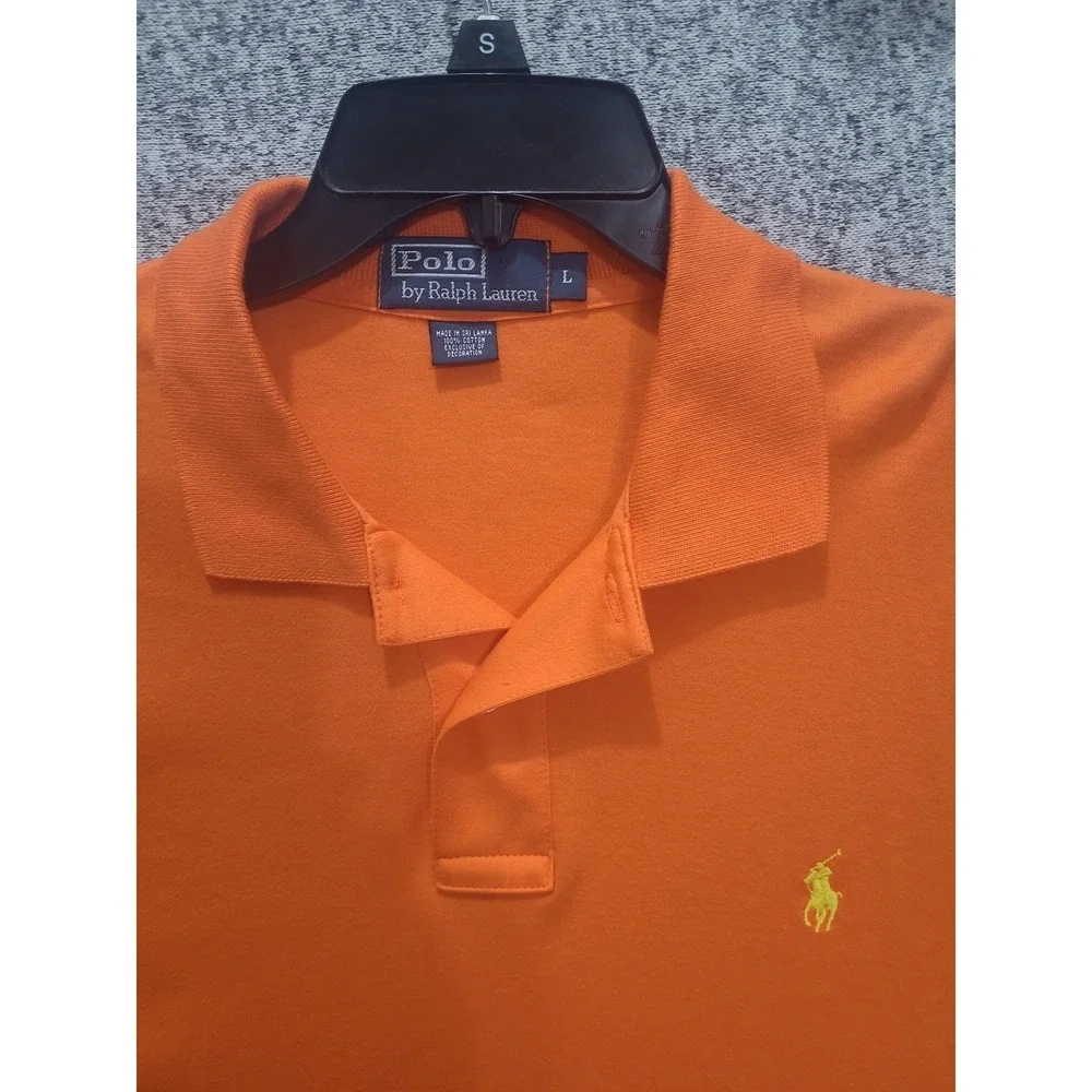 Polo by Ralph Lauren‎ Mens L Orange Polo Shirt Short Sleeve Cotton